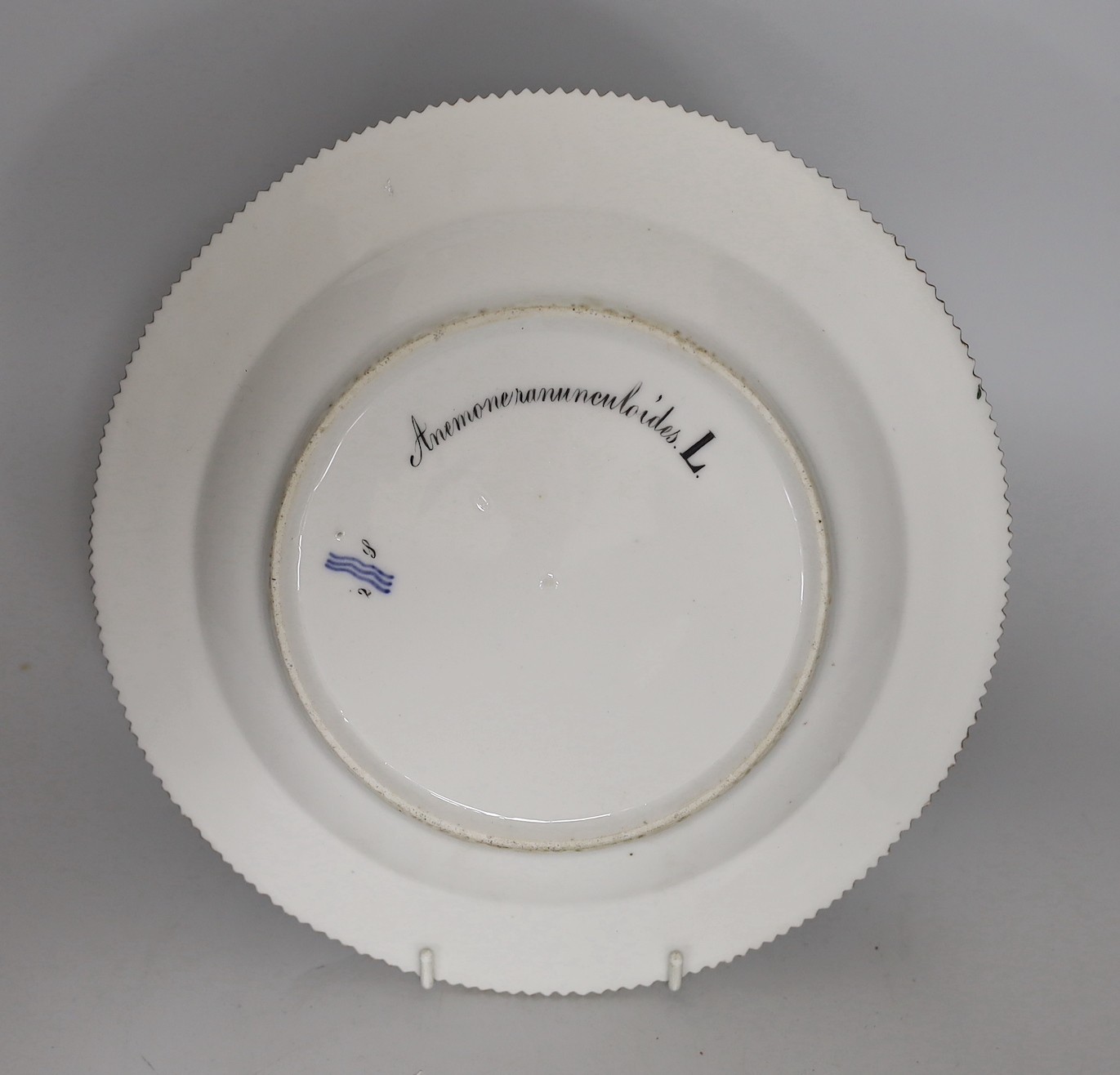 A Royal Copenhagen Flora Danica plate painted with Anemone, titled. 25cm